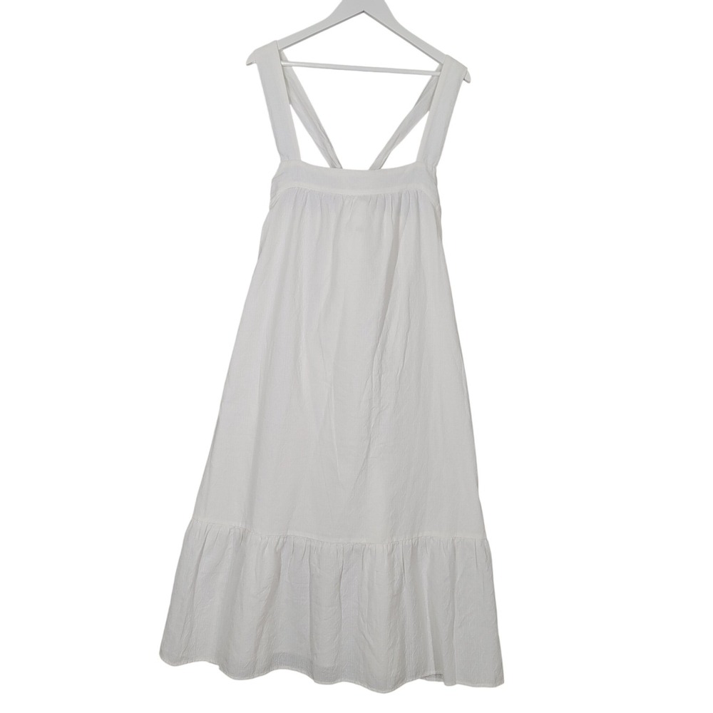 Carve Designs Midi Dress Womens Large White Organic Cotton Tie Back NWT Rayne - Picture 2 of 13